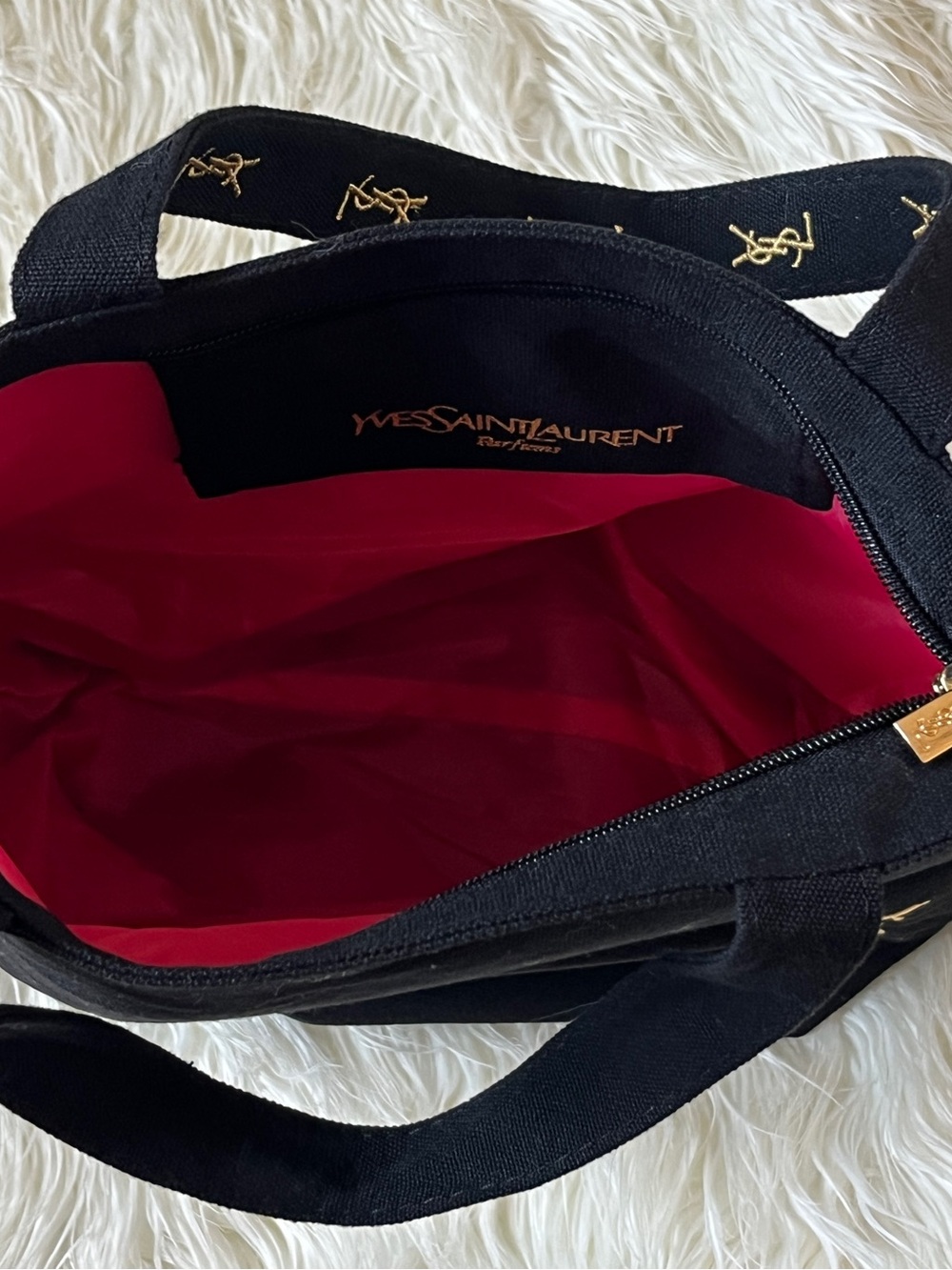 Yves Saint Laurent Black Canvas Tote with Gold YSL Embroidery, GWP - Picture 8 of 16
